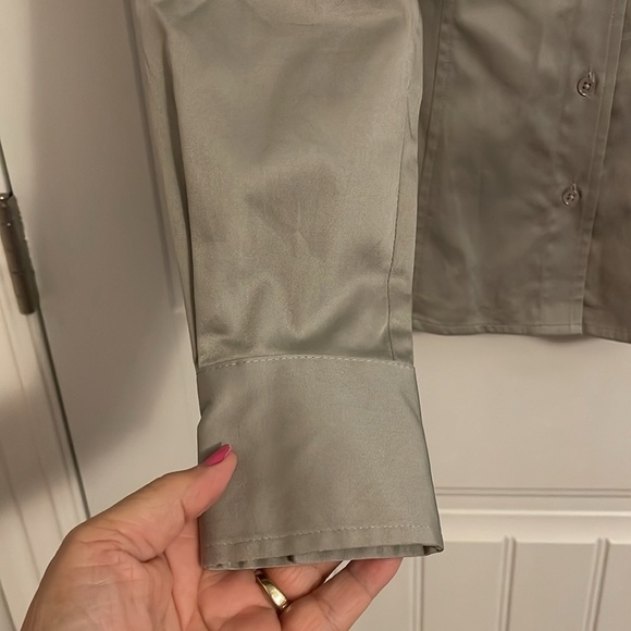 Ann Taylor Plaid Essential Shirt women’s size 4 (S)  metal shiny gray fitted NWT - Picture 8 of 16